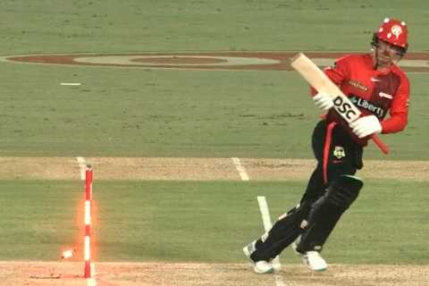 Watch bizarre moment bails fall off without being touched in ‘never seen before’ incident in Big Bash… but is it out?