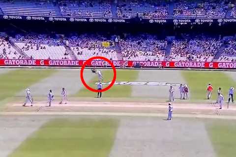 Watch scary moment South Africa star Anrich Nortje sent crashing to ground by 315kg Spidercam in Australia Test match