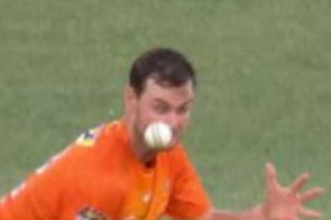 Watch horror moment Aussie cricketer Matt Kelly is floored after being smashed in face by ball and left covered in blood