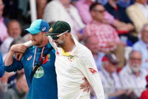 Australia dangerman Nathan Lyon limps off injured and fights back tears after ‘Glenn McGrath moment’ during Ashes