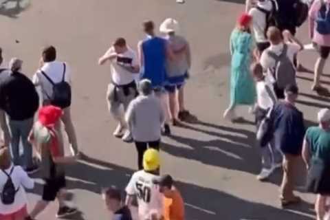 Watch ‘highlight of Old Trafford’ as cricket fan dives head first into a bin in front of puzzled onlookers at the Ashes